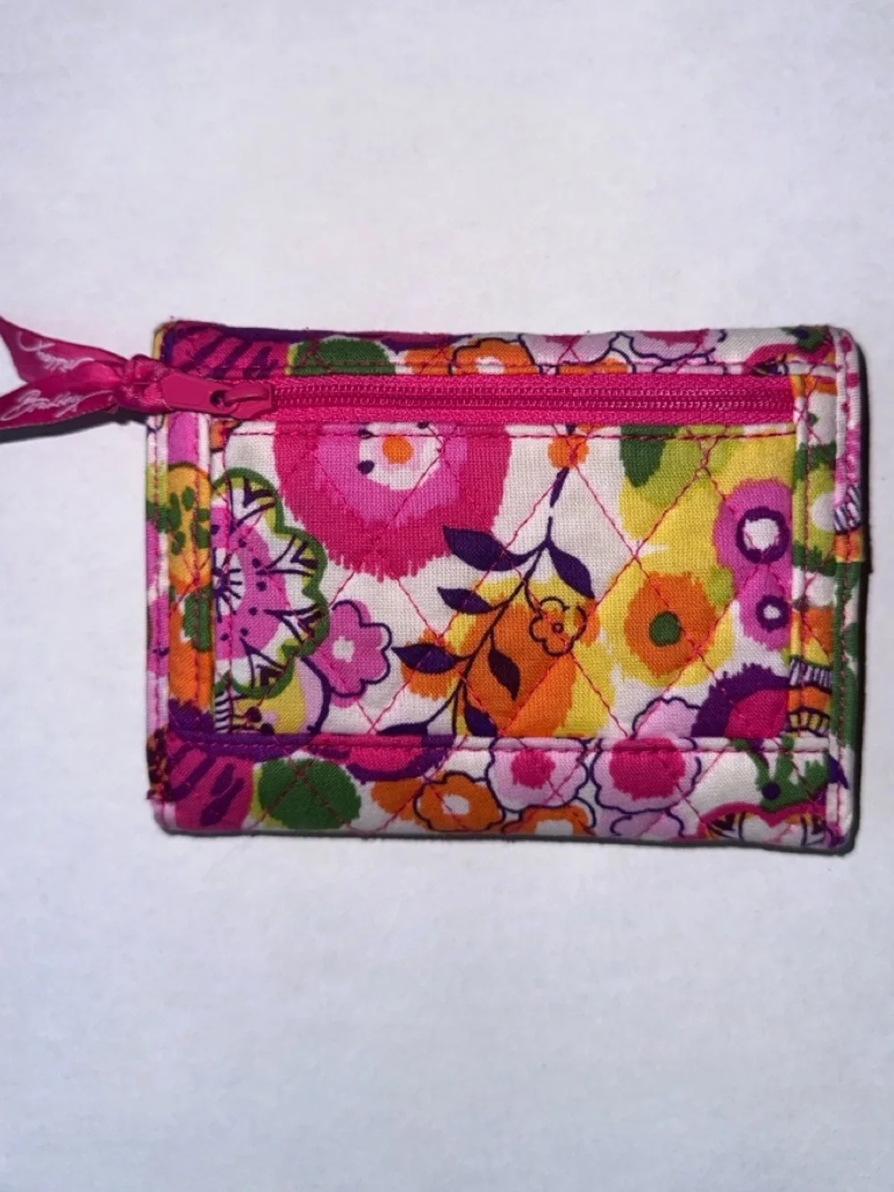 EUC Vera Bradley Clementine Floral Quilted Trifold Wallet - Pink & Orange Multi - Picture 8 of 9